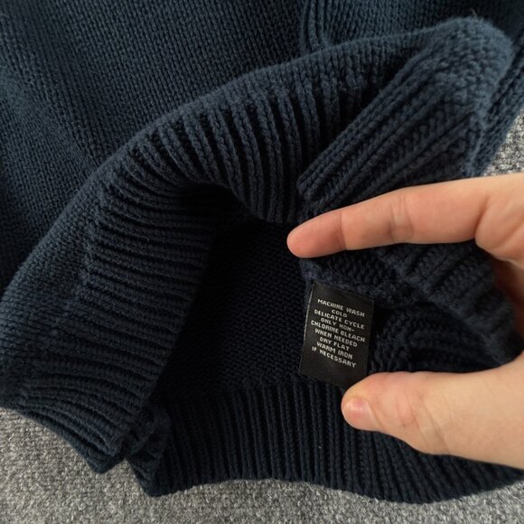 Polo Jeans Ralph Lauren Flag Sweater Knit Large Blue Embroidered Turtleneck - Picture 11 of 16